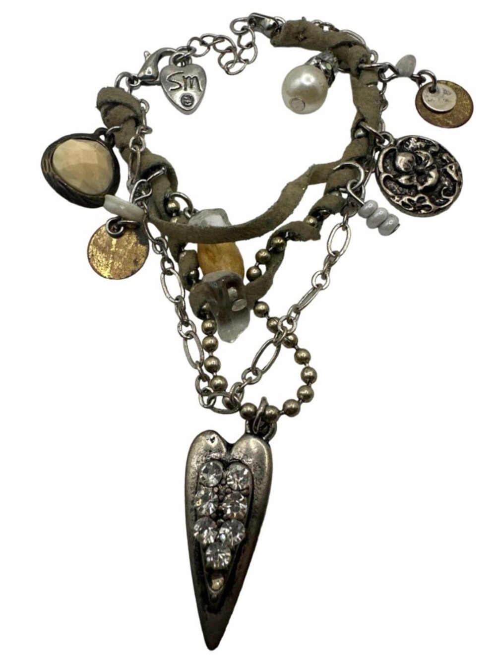 Eclectic Charm Bracelet Sandra Magsamen SM Assemblage Jewelry Trendy Layered